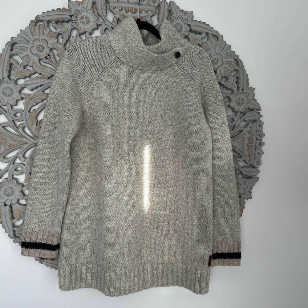 Roots Beige/Grey Knit Cowl Neck Pullover Sweater – Size XL, Cozy & Stylish - Picture 3 of 13